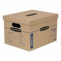 Fellowes MOVING & STORAGE BOXES, SMALL, HALF SLOTTED CONTAINER HSC, 15inX12inX10in, BROWN KRAFT/BLUE, 20CT 7714210